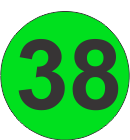 Number Thirty Eight (38) Fluorescent Circle or Square Labels